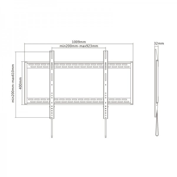 Tooq lp41130f-b soporte pared  fijo 60-100"  130kg