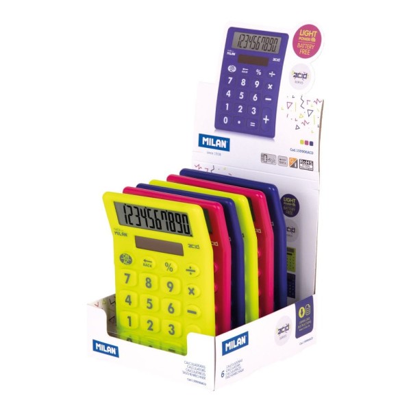 Calculadora serie acid colores surtidos expositor 6 uds